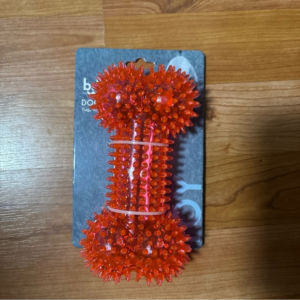 Rubber Spike Glow in the Dark Dog Bone Play Toy Squeaky Chew Glow In The Dark 6"